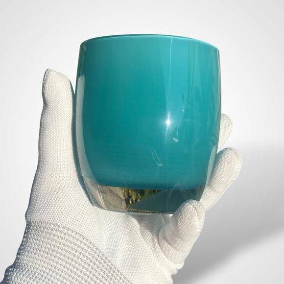 Glassybaby Aqua Verde Votive Candle Holder Teal Hand Blown Glass Pre Triskelion - Picture 8 of 9